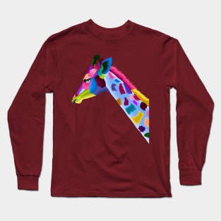 giraffe colorful pop art Long Sleeve T-Shirt